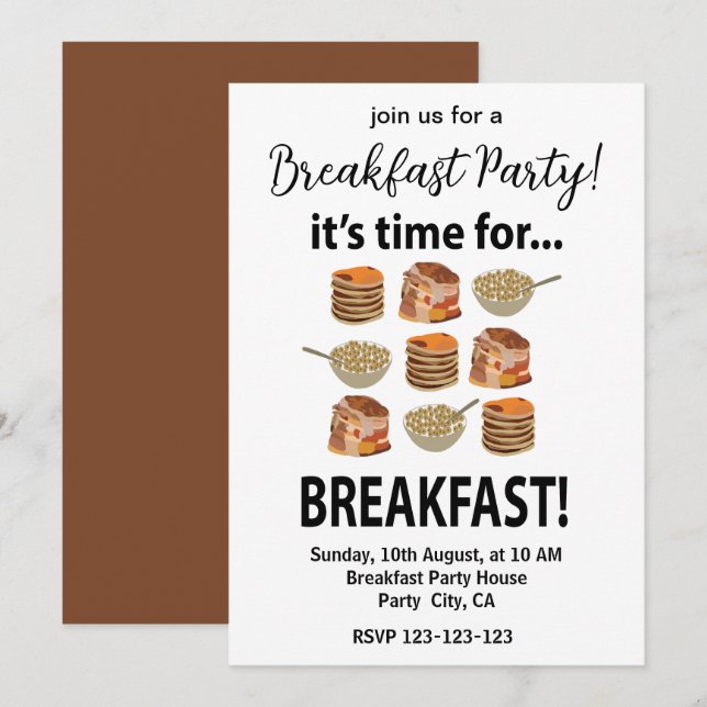Invitación Desayuno Es Hora De Desayunar (Anverso / Reverso)