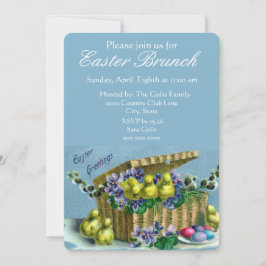 Invitación Desayuno familiar con canasta de Pascua vintage