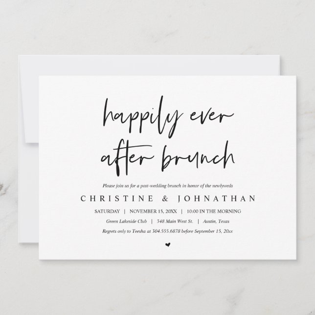 Invitación Desayuno feliz para siempre después, post boda (Anverso)
