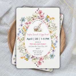 Invitación Desayuno floral de Pascua y búsqueda de huevos