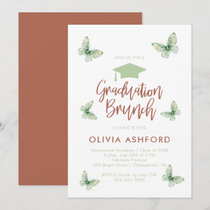 Invitación Desayuno floral verde de moda graduación