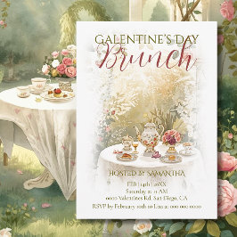 Invitación Desayuno Galentín de Té en Jardín Soleado Acuarela