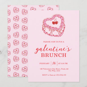 Invitación Desayuno Galentine's Day con Tarta Rosa