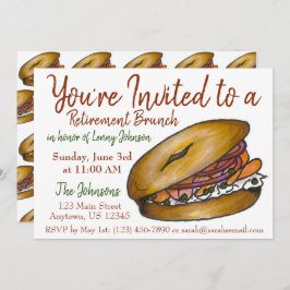Invitación Desayuno Jubilado Brunch Bagel Lox Capers Onion