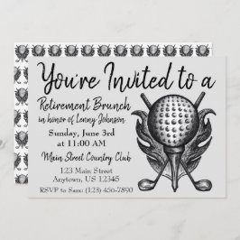 Invitación Desayuno Jubilado Brunch Golf Ball Clubs Tee