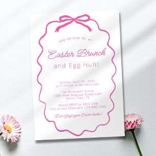 Invitación Desayuno minimalista simple rosa coqueta con lazo 