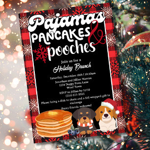 Invitación Desayuno navideño de pijamas, panqueques y perrito
