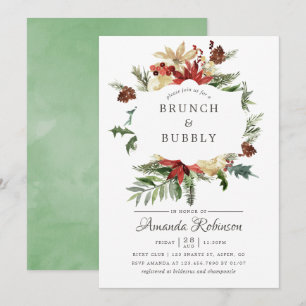 Invitación Desayuno navideño de Wintertide Woodland y burbuje