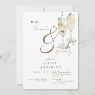 Invitación Desayuno nupcial blanco y ducha de burbujas