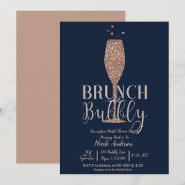 Invitación Desayuno nupcial burbujeante de champán naval rosa