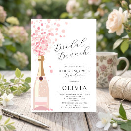 Invitación Desayuno nupcial con burbujas rosadas