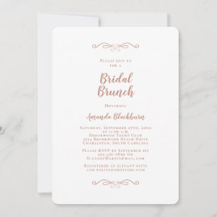 Invitación Desayuno Nupcial con Caligrafía Rosa Dorado Elegan