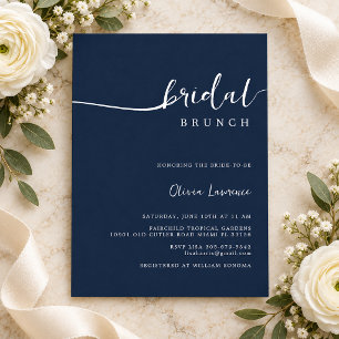 Invitación Desayuno nupcial con guión Navy