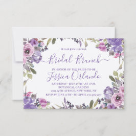 Invitación Desayuno nupcial con letra elegante floral lavanda