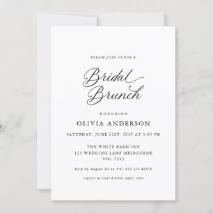 Invitación Desayuno Nupcial con Letra Moderna Elegante y Oscu