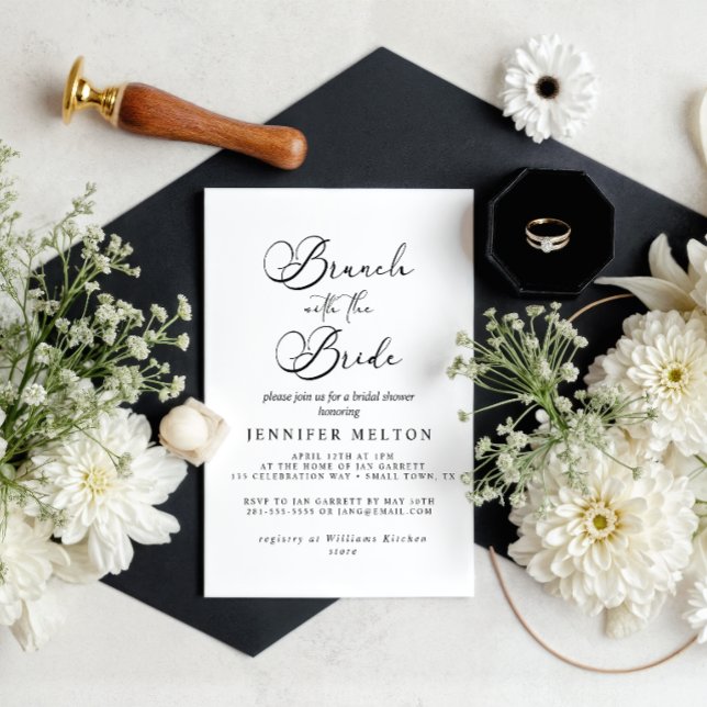 Invitación Desayuno nupcial con letra moderna simple negra (Subido por el creador)