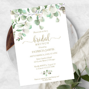 Invitación Desayuno nupcial con vegetación de eucalipto en ac
