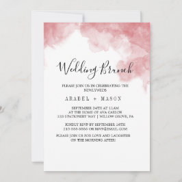 Invitación Desayuno nupcial de acuarela rosa y dorado