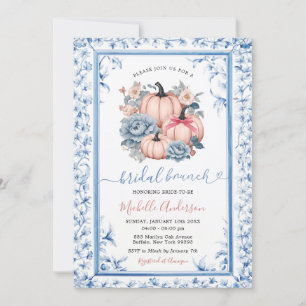 Invitación Desayuno nupcial de Chinoiserie Floral Azul Calaba