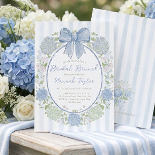 Invitación Desayuno Nupcial de Flor de Hortensia Azul