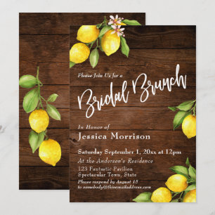 Invitación Desayuno Nupcial de Madera Rústica de Limones en A
