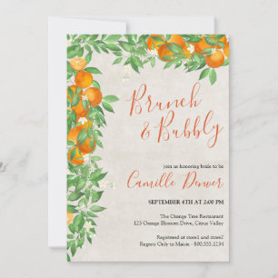 Invitación Desayuno nupcial de naranja cítrica y burbujeante