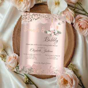Invitación Desayuno nupcial de Rose Gold con burbujas y borde