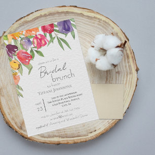 Invitación Desayuno Nupcial de Tulipanes Brillantes y Verdor