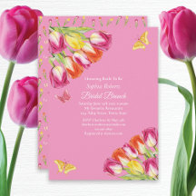 Desayuno nupcial de tulipanes y mariposas rosadas