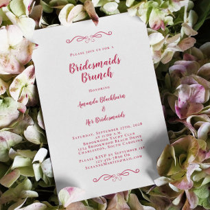 Invitación Desayuno Nupcial Elegante Bridesmaids Magenta Rojo