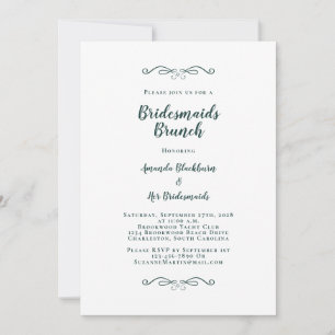 Invitación Desayuno Nupcial Elegante Damas de Honor Verde Esm