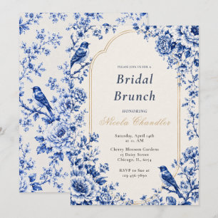 Invitación Desayuno nupcial en azul Chinoiserie