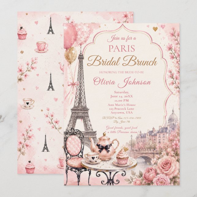 Invitación Desayuno nupcial en París (Anverso / Reverso)