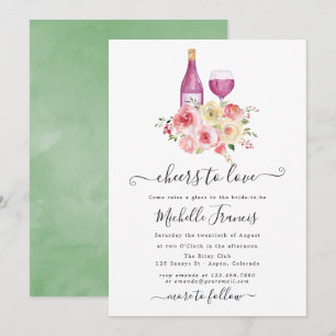Invitación Desayuno Nupcial Floral Blush & Sage Cata de Vinos