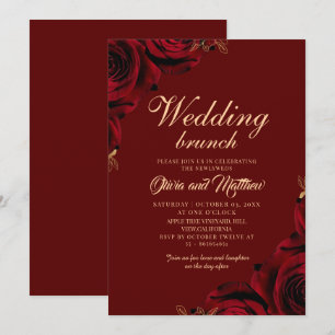 Invitación Desayuno nupcial floral borgoña