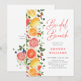 Invitación Desayuno nupcial Floral Cítrico Brillante Festivo