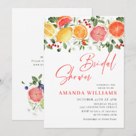 Invitación Desayuno nupcial Floral Cítrico Brillante Festivo