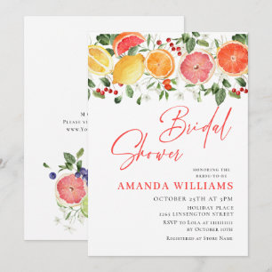 Invitación Desayuno nupcial Floral Cítrico Brillante Festivo