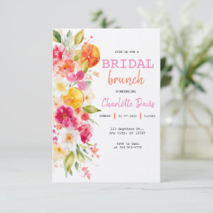 Invitación Desayuno Nupcial Floral Cítrico Elegante Chic