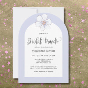 Invitación Desayuno Nupcial Floral Lila Romántico