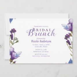 Invitación Desayuno Nupcial Flores de Primavera Floral Morado