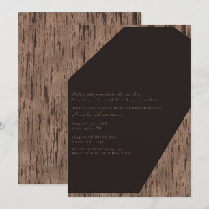 Invitación Desayuno Nupcial Moderno de Madera de Rosa de Choc