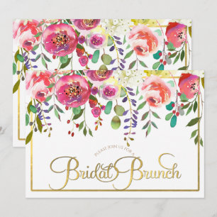 Invitación Desayuno nupcial moderno floral acuarela