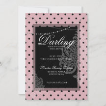 Desayuno nupcial rosa con lunares negros, guárdala