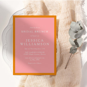 Invitación Desayuno Nupcial Rosa Naranja Simple Moderno