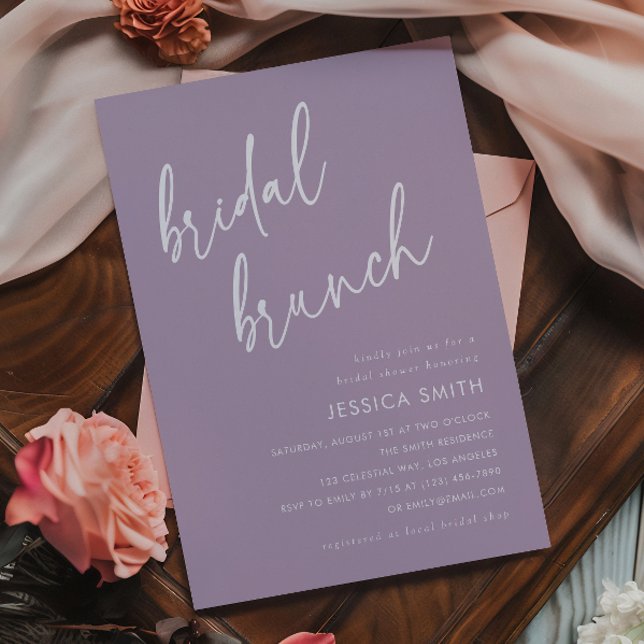 Invitación Desayuno nupcial simple moderno morado (Subido por el creador)