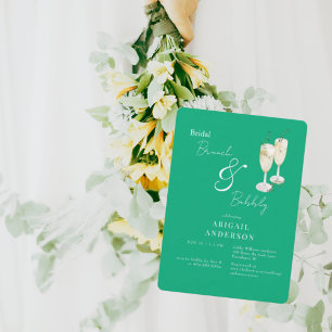 Invitación Desayuno nupcial verde y ducha de burbujas