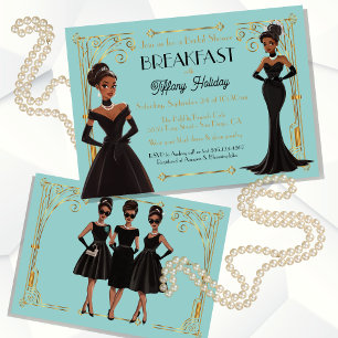 Invitación Desayuno nupcial Vestido negro afroamericano