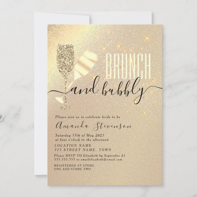 Invitación Desayuno nupcial y brindis con burbujas (Anverso)