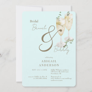 Invitación Desayuno Nupcial y Brindis de Azul Congelado